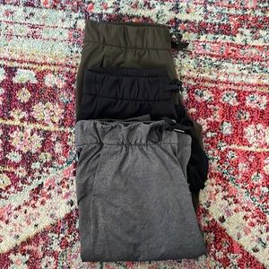 Lululemon On The Fly 7/8 Pant Heathered Black, Green, Black (3) pairs! Size 8